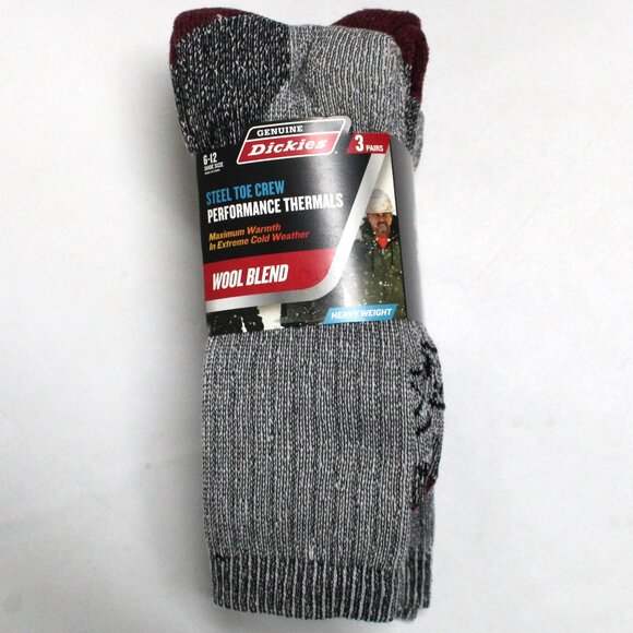 Dickies 3 Pair Shoe Size 6-12 Steel Toe Crew Performance Thermal Wool Blend Sock - Picture 1 of 11